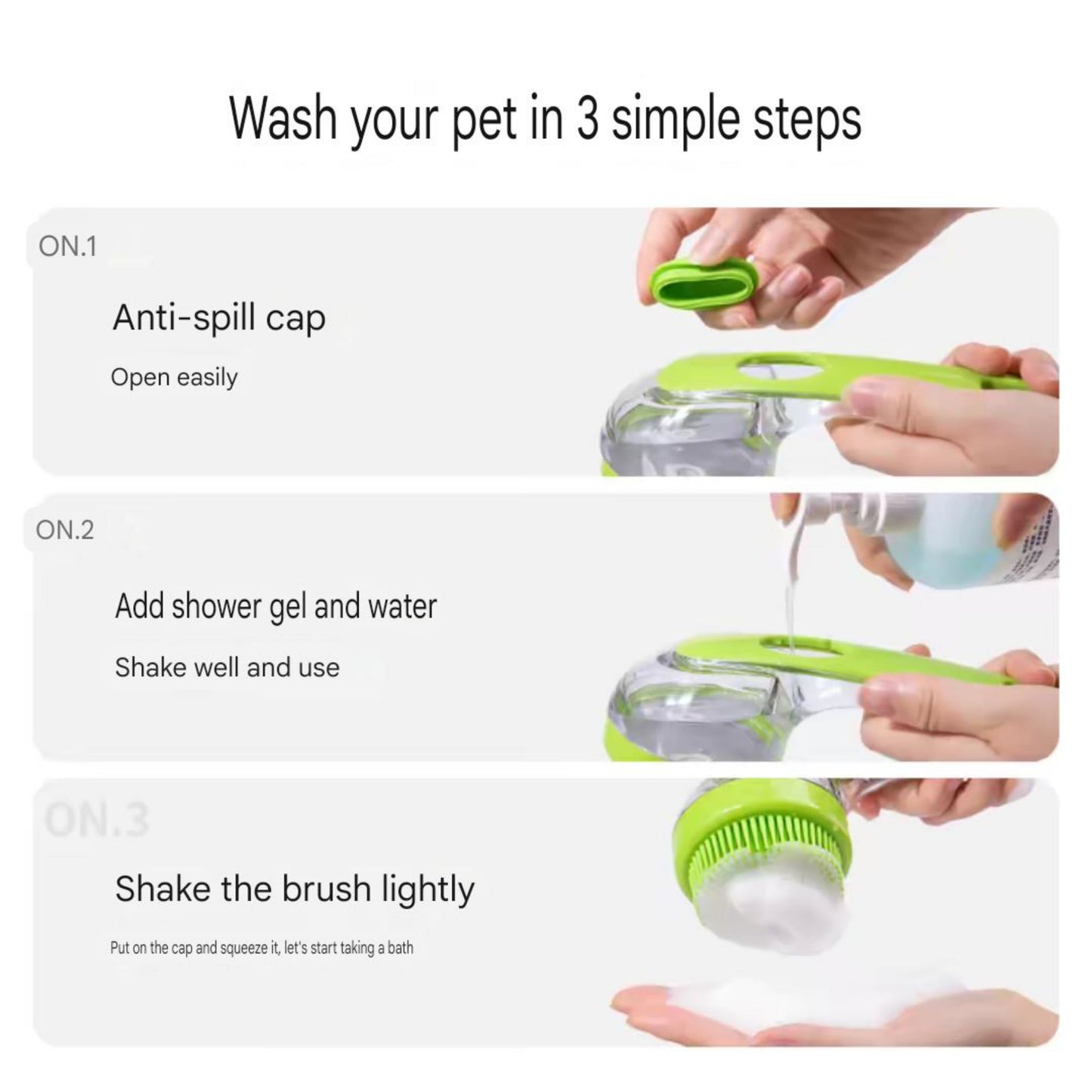 Pet Liquid Long Handle Press Bath Brush