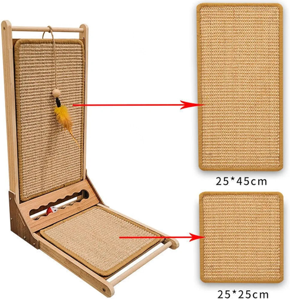 Cat scratching post with adjustable ramp